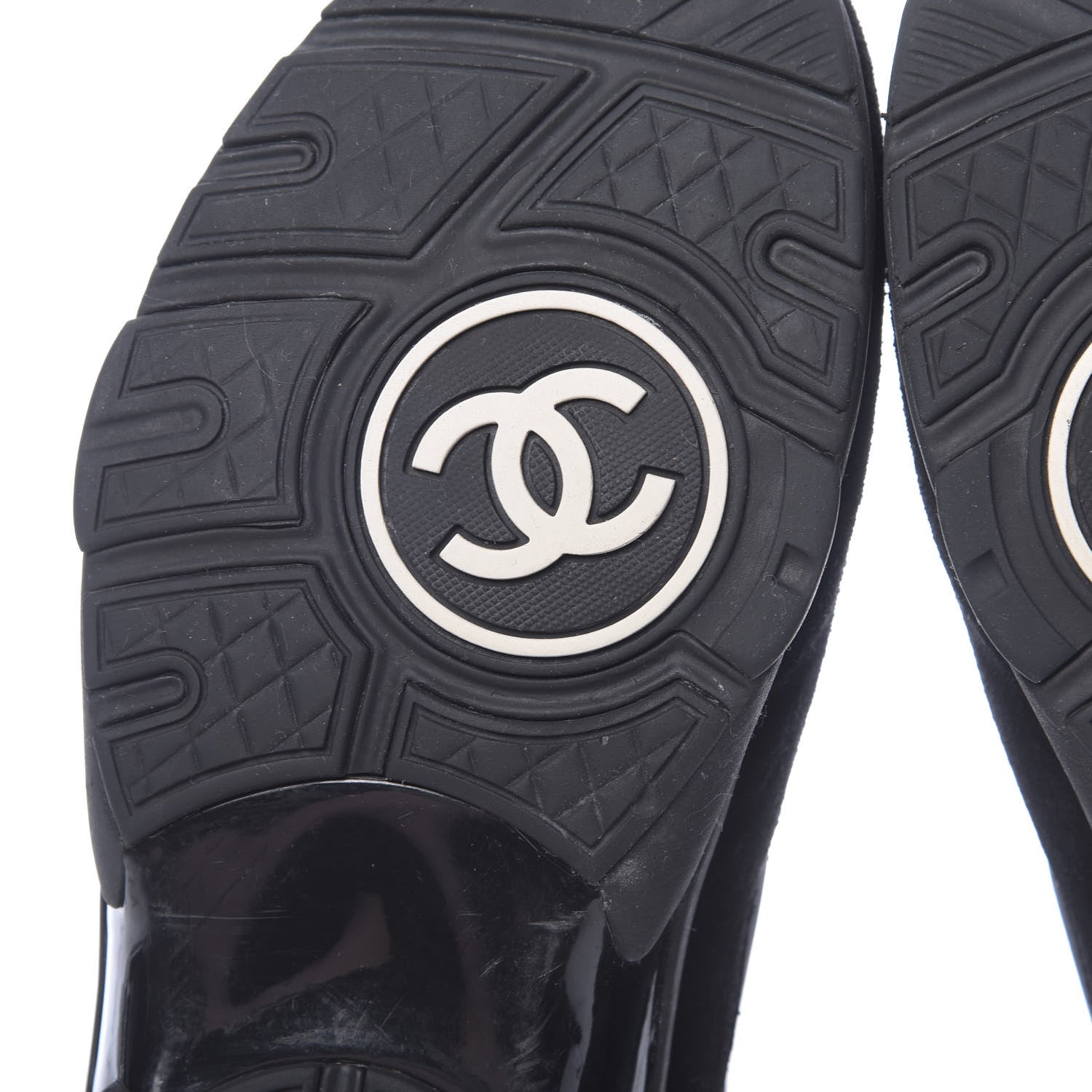 Chanel Fabric Calfskin Suede CC Sneakers 41 Black 6 of 9