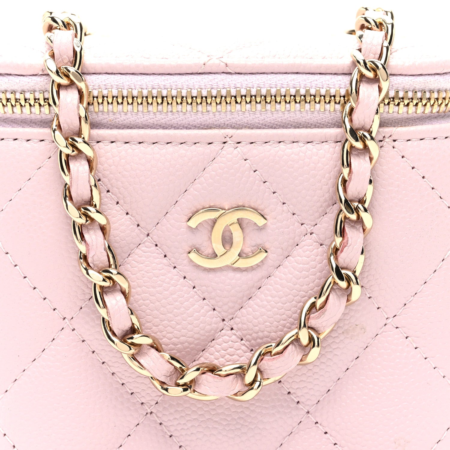 Chanel Caviar Quilted Mini Vanity Case With Chain Light Pink 8 of 10