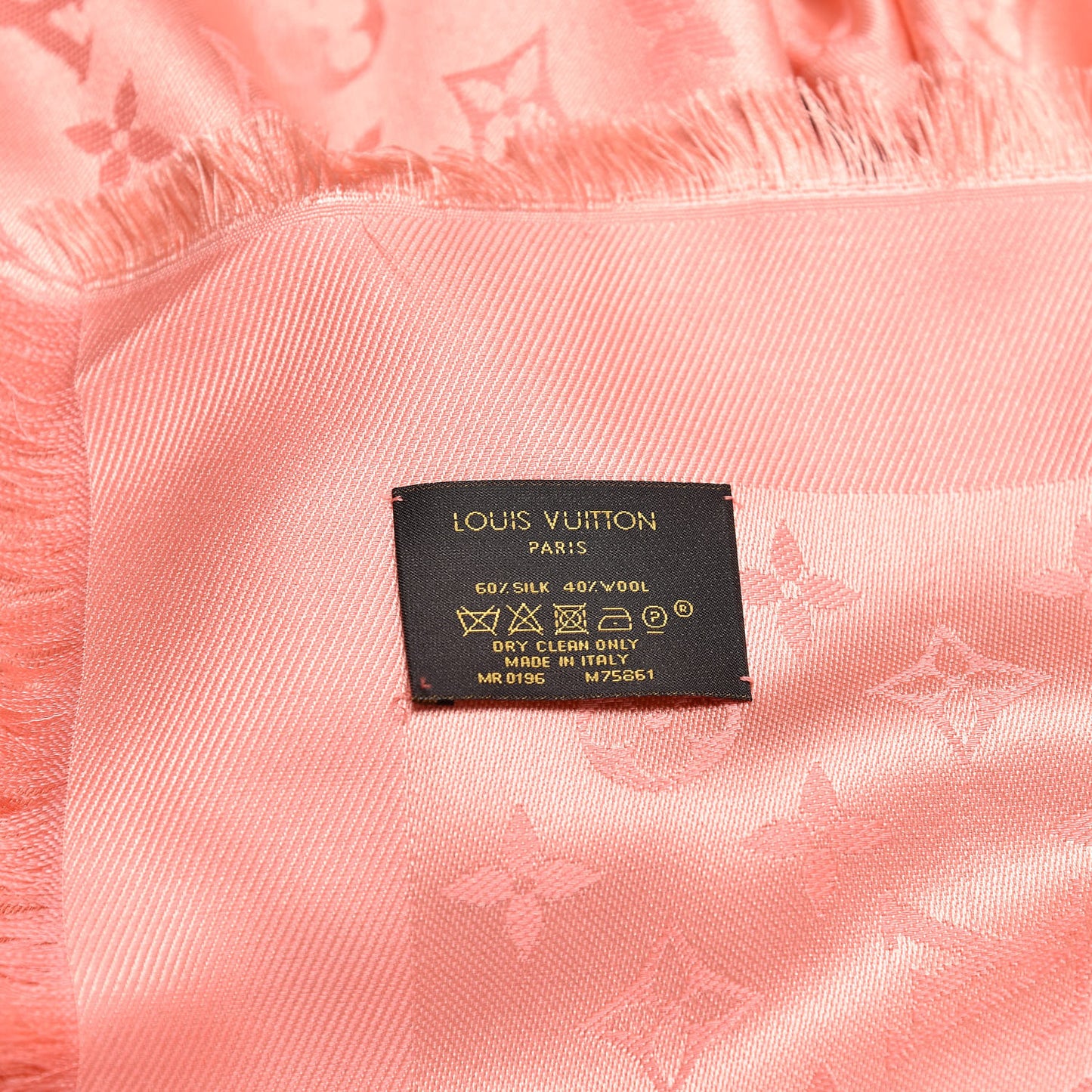 Silk Wool Monogram Shawl Corail