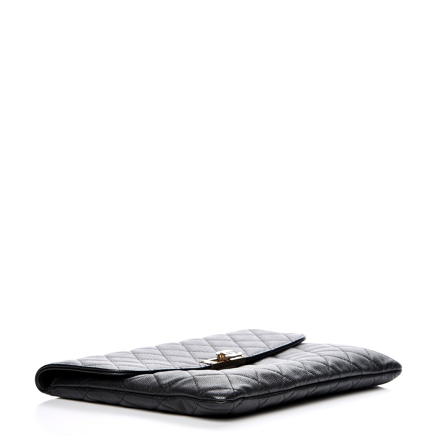 Caviar Quilted Medium Golden Class Pouch Black