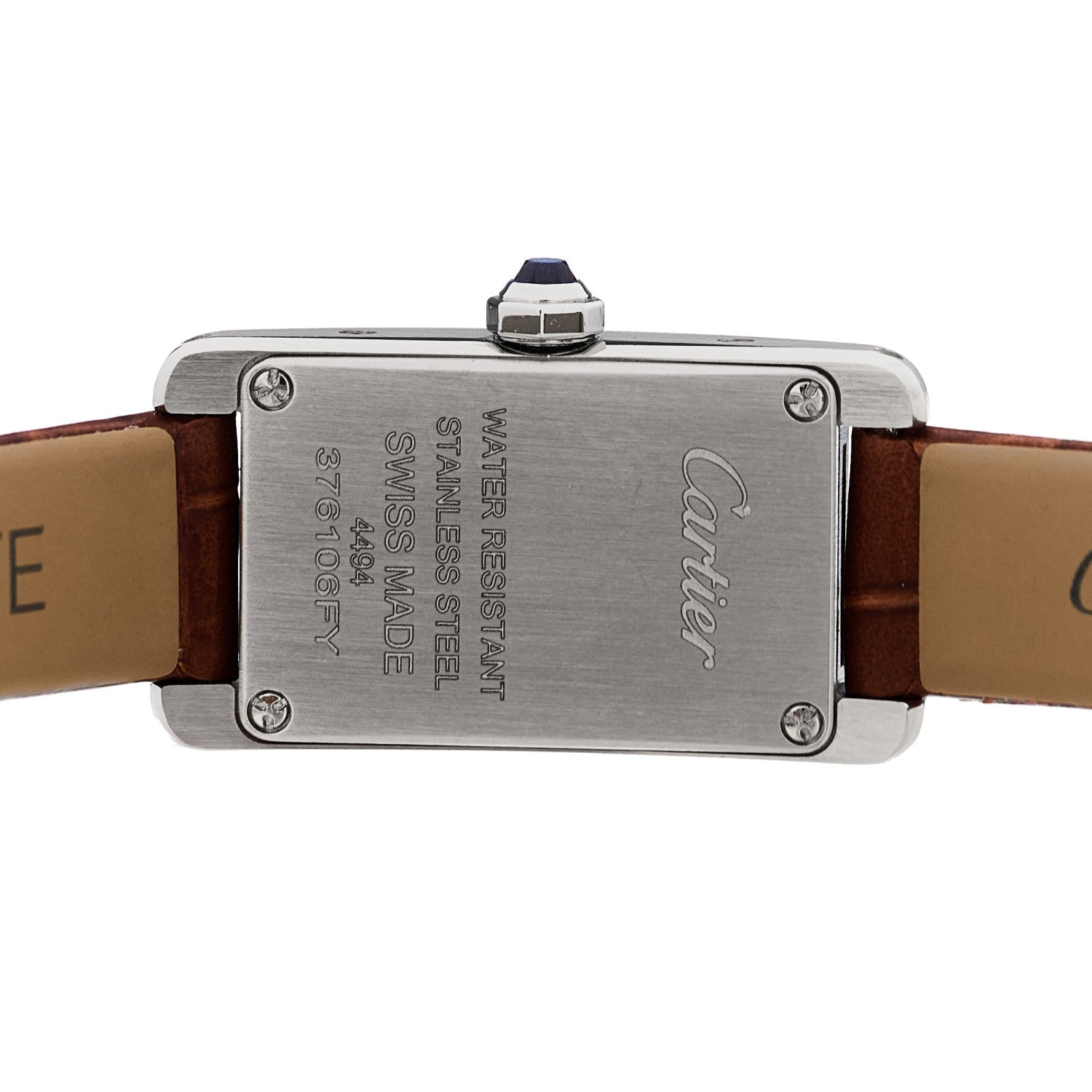 Cartier Stainless Steel Alligator 15mm Tank Americaine Quartz Watch Brown 4 of 5