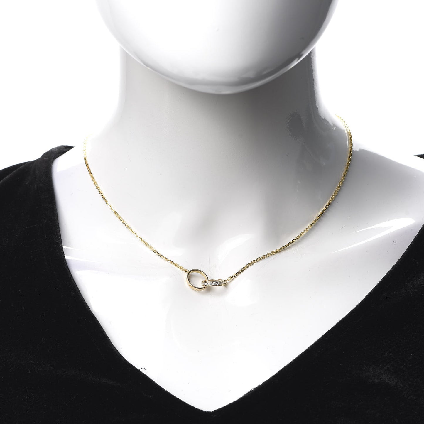 18K Yellow Gold Diamond Interlocking LOVE Necklace