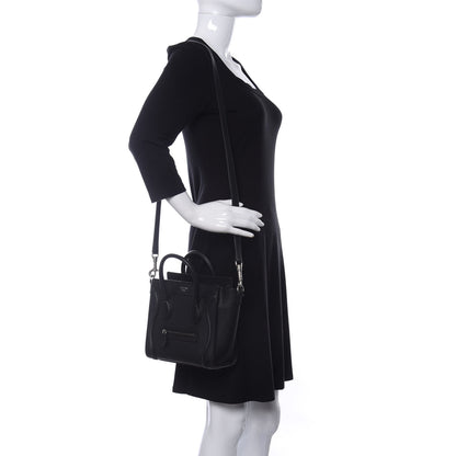 Celine Drummed Calfskin Nano Luggage Black 2 of 13