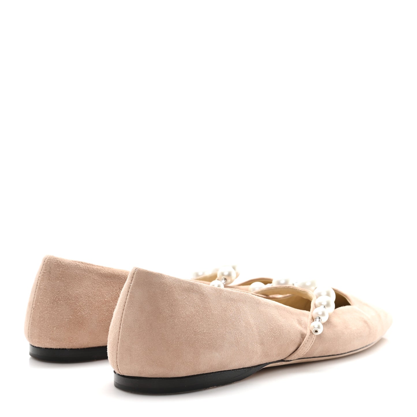 Suede Pearl Embellished Ade Flat 38 Ballet Pink