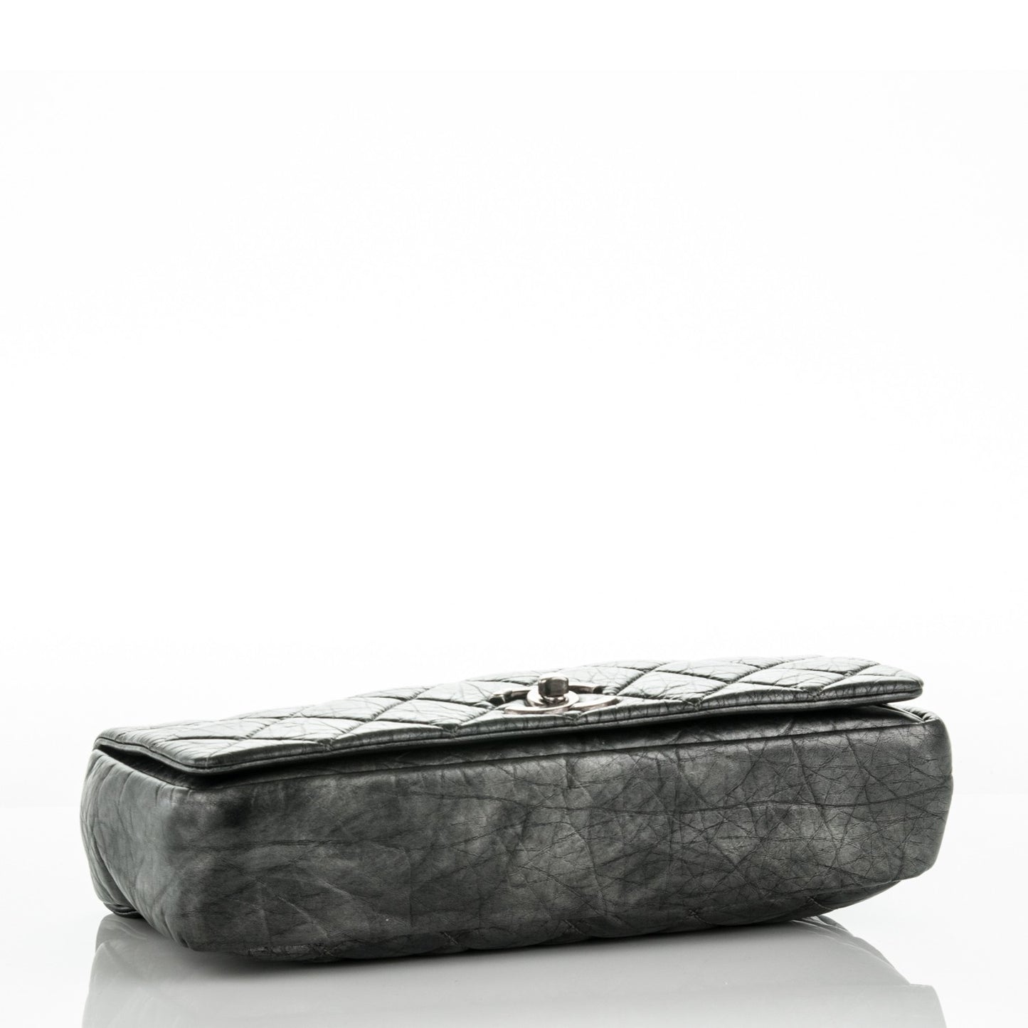 Metallic Aged Calfskin Quilted Medium Pondichery Flap Black