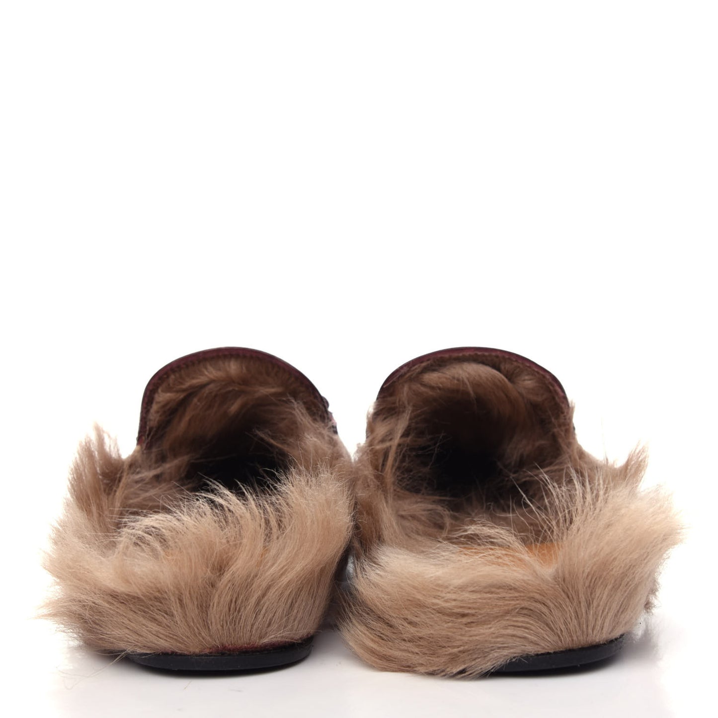 Malaga Kid Fur Womens Princetown Slippers 38 Vintage Bordeaux