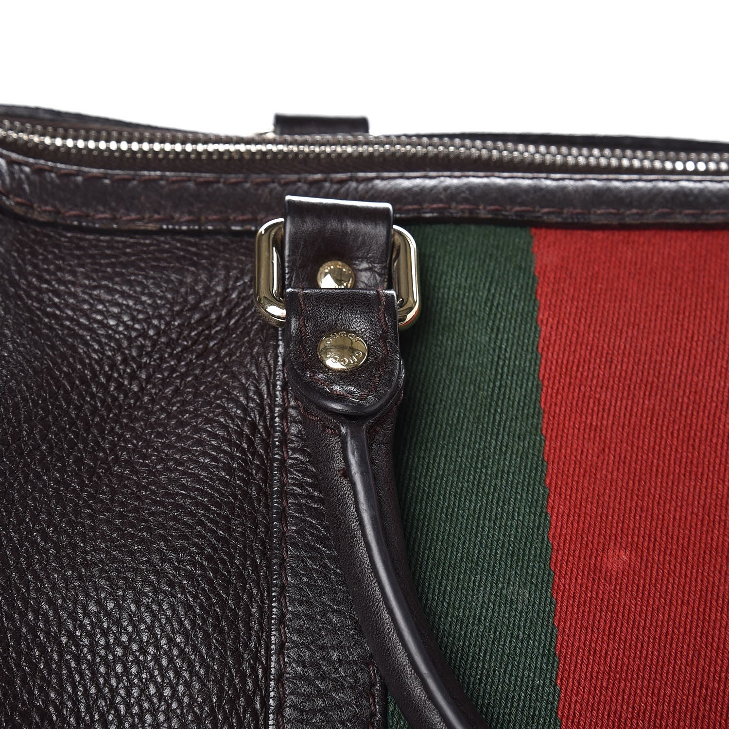 Gucci Calfskin Vintage Web Medium Boston Dark Brown 16 of 18