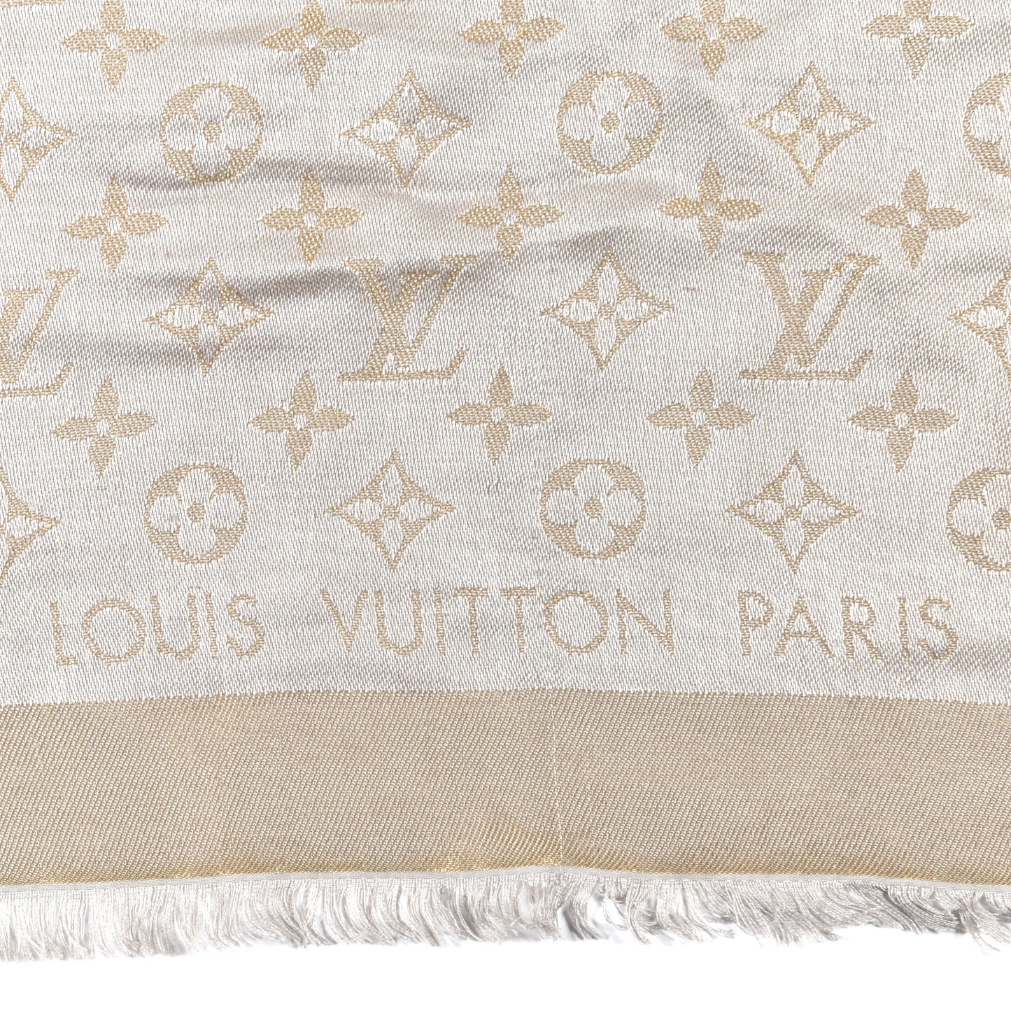 Silk Lurex Wool Monogram Shine Shawl Greige