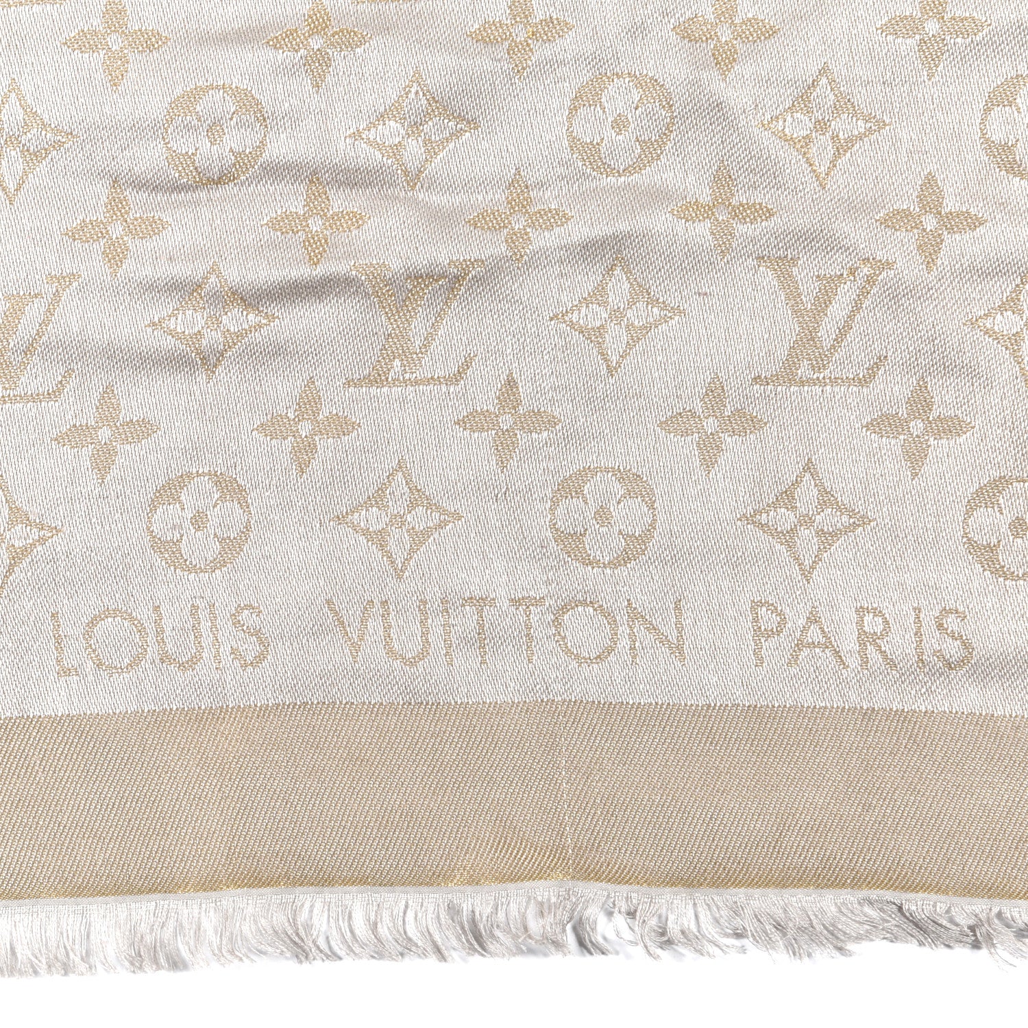 Louis Vuitton Silk Lurex Wool Monogram Shine Shawl Greige 2 of 3