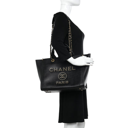 Chanel Caviar Small Studded Deauville Tote Black 2 of 12
