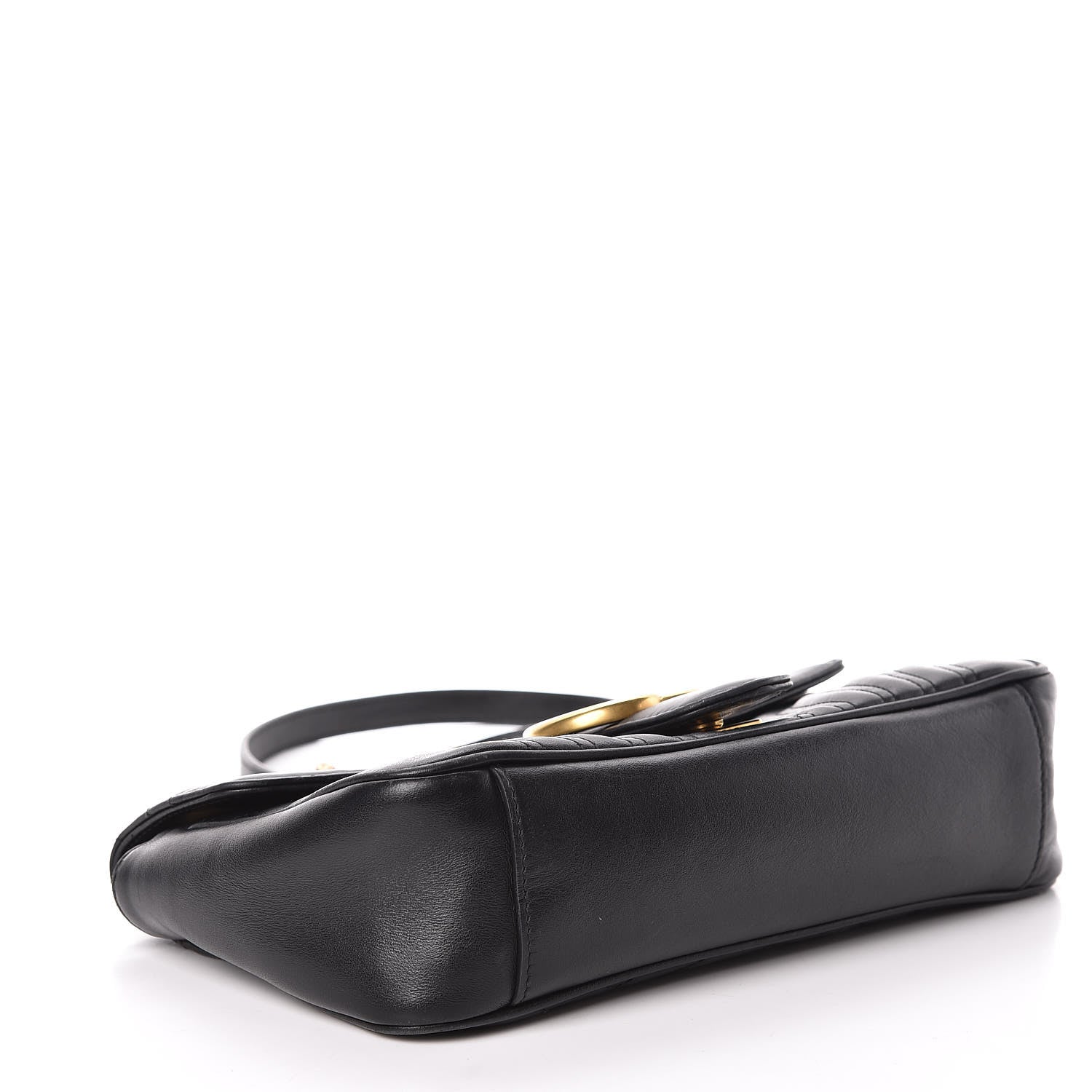 Gucci Calfskin Matelasse Small GG Marmont Shoulder Bag Black 4 of 14