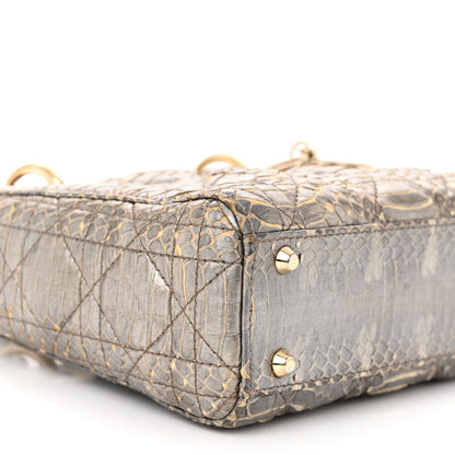 Christian Dior Metallic Snakeskin Cannage Mini Lady Dior Silver 9 of 11