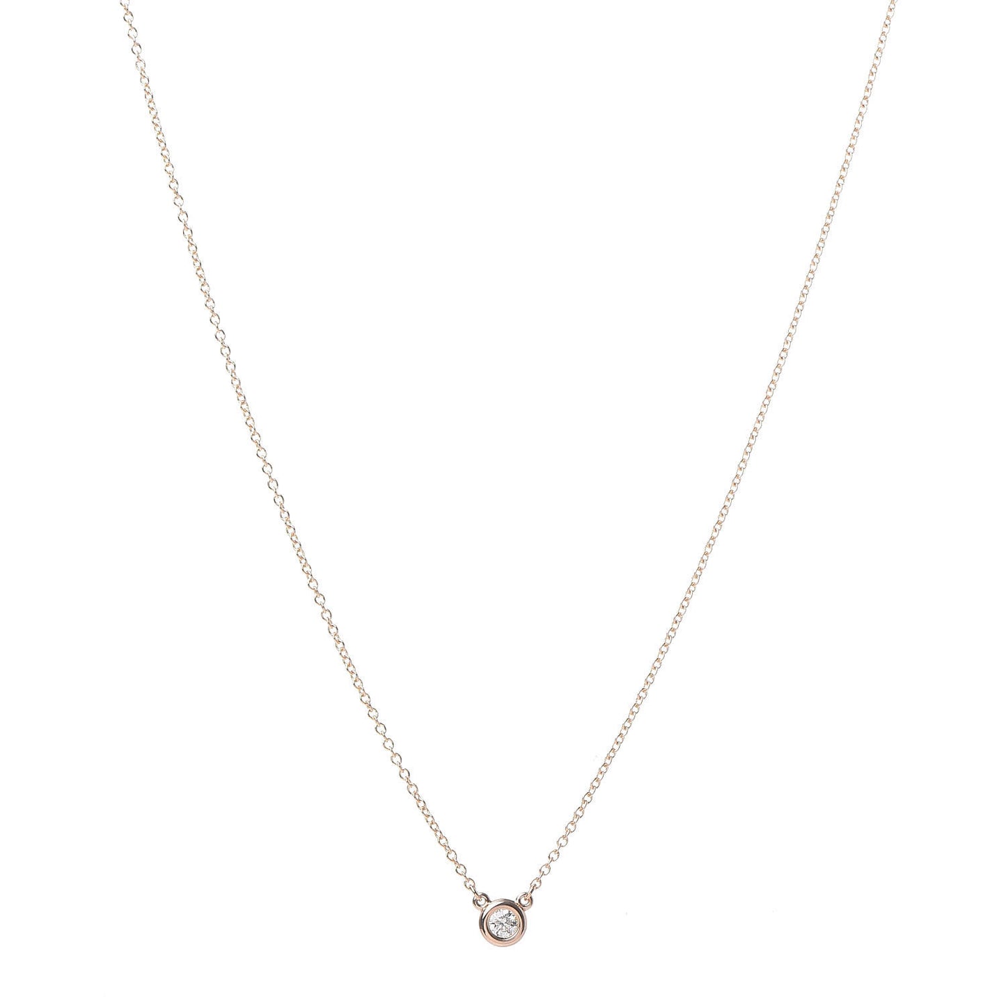 18K Rose Gold Diamond .10ct Elsa Peretti Diamonds by the Yard Pendant Necklace