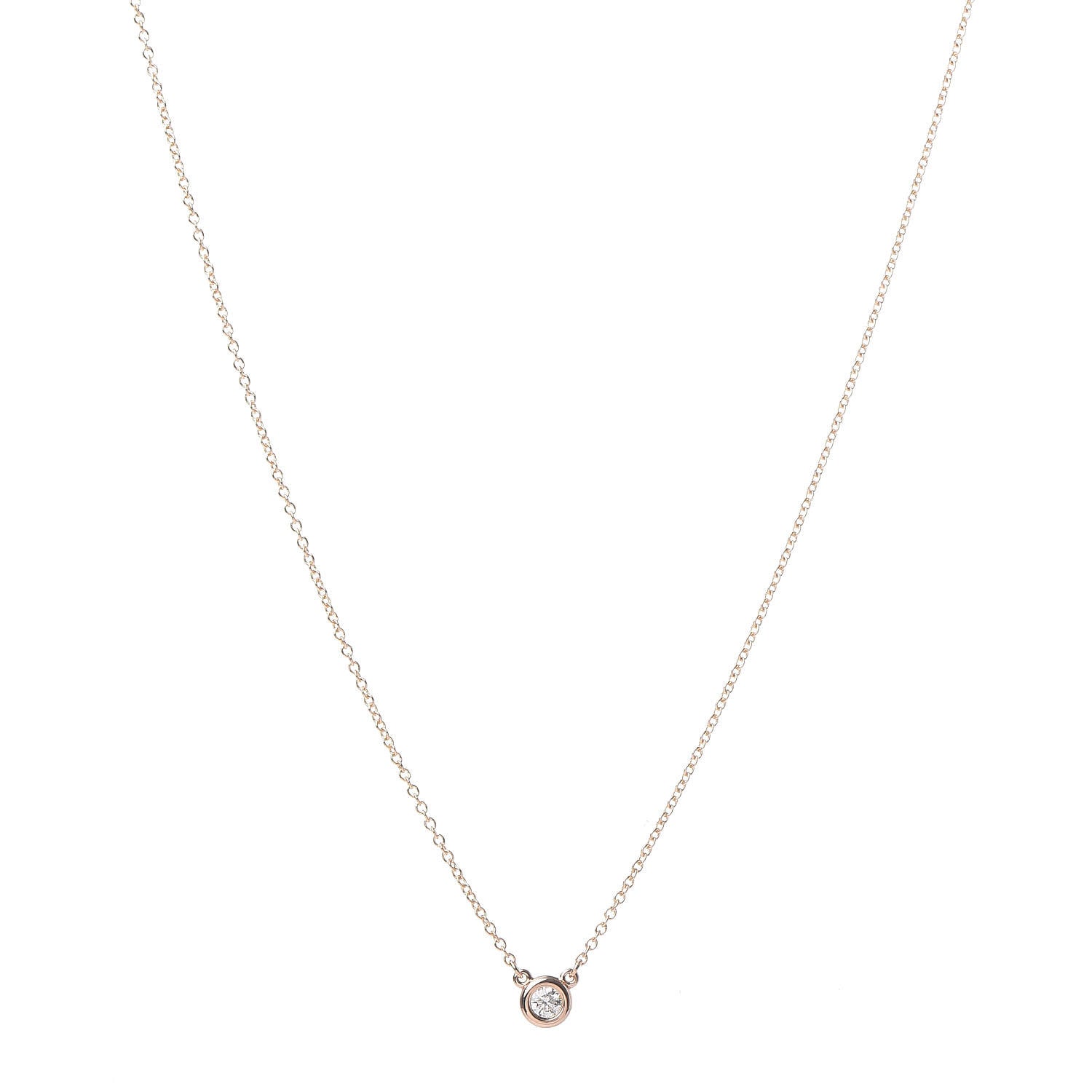Tiffany 18K Rose Gold Diamond .10ct Elsa Peretti Diamonds by the Yard Pendant Necklace 1 of 6
