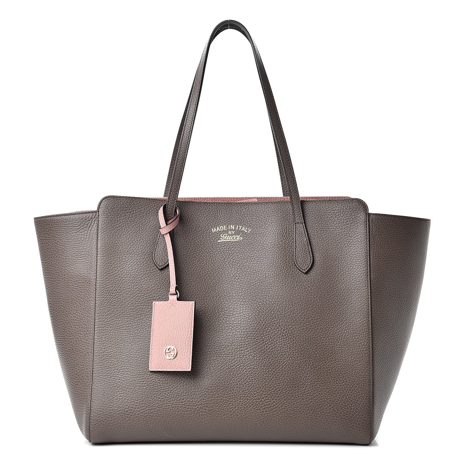 Gucci Dollar Calfskin Medium Swing Tote Grey Field Soft Pink 1 of 9