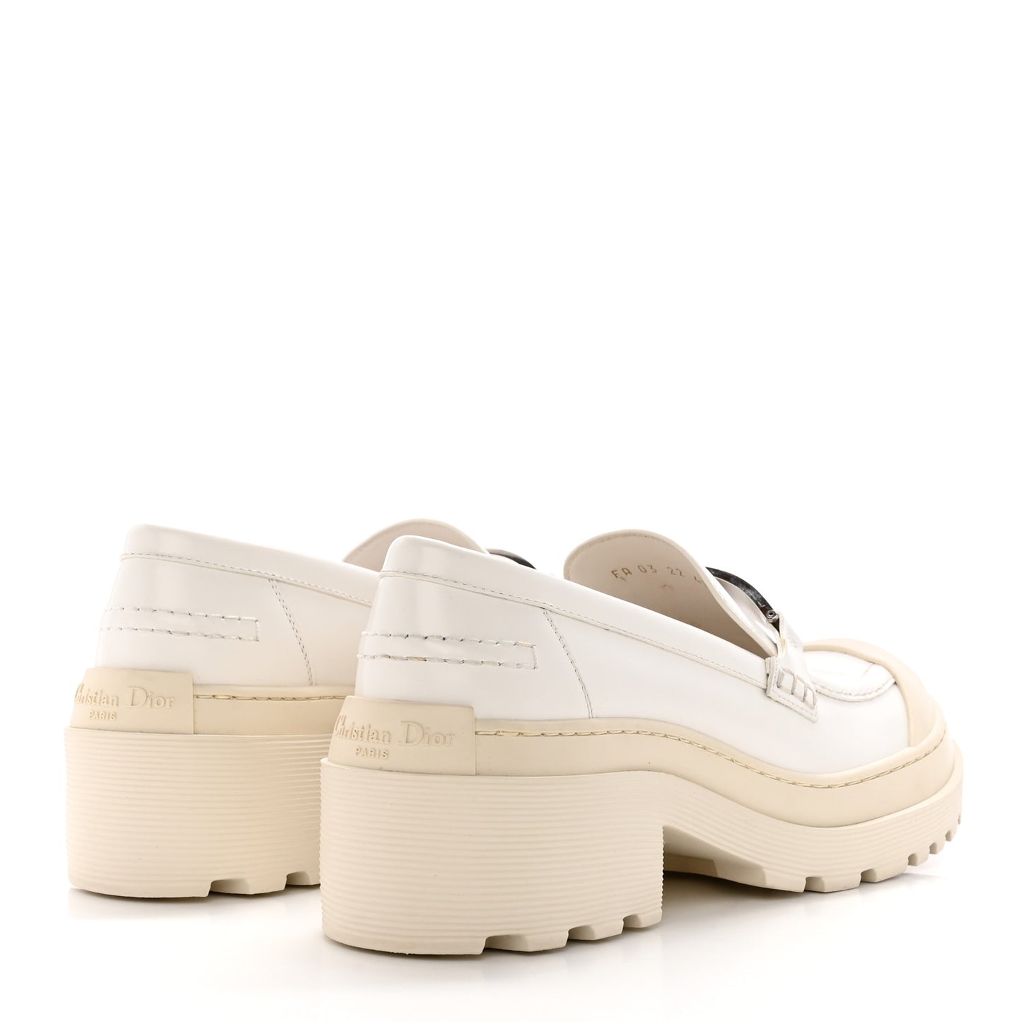 Brushed Calfskin Dior Code Lug Sole Platform 35mm Loafers 41 White