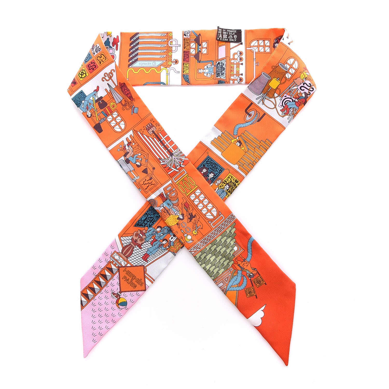 Hermes La Silk Maizeon Des Carres Twilly Orange Capucine Rose 1 of 5