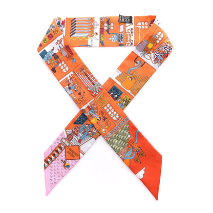 Hermes La Silk Maizeon Des Carres Twilly Orange Capucine Rose 1 of 5