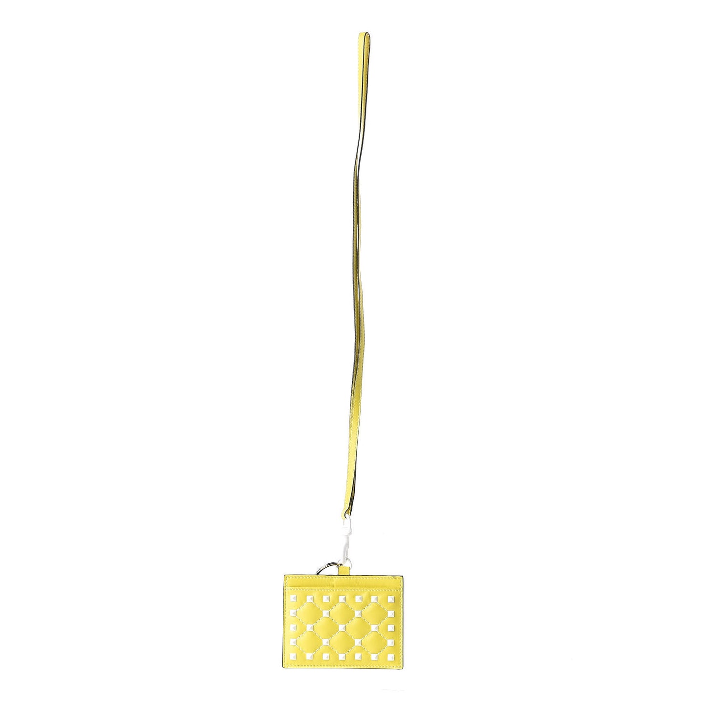 Lambskin Free Rockstud Spike Badge Holder Light Yellow