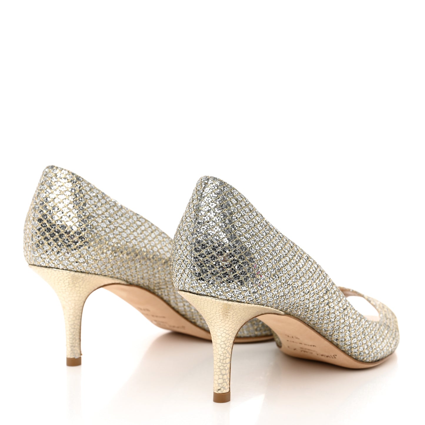Glitter Fabric Evelyn Peep Toe 65 Pumps 37.5 Champagne