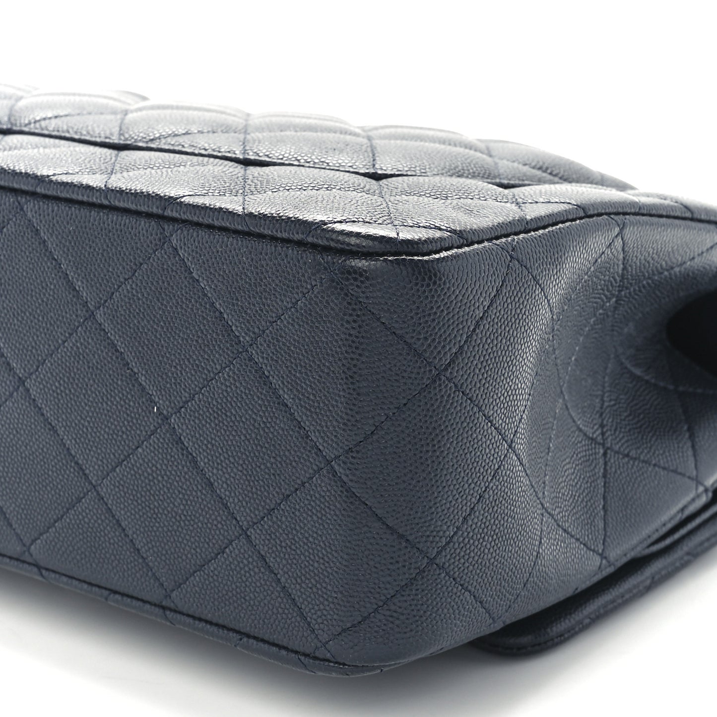 Caviar Quilted Jumbo Double Flap Navy Blue
