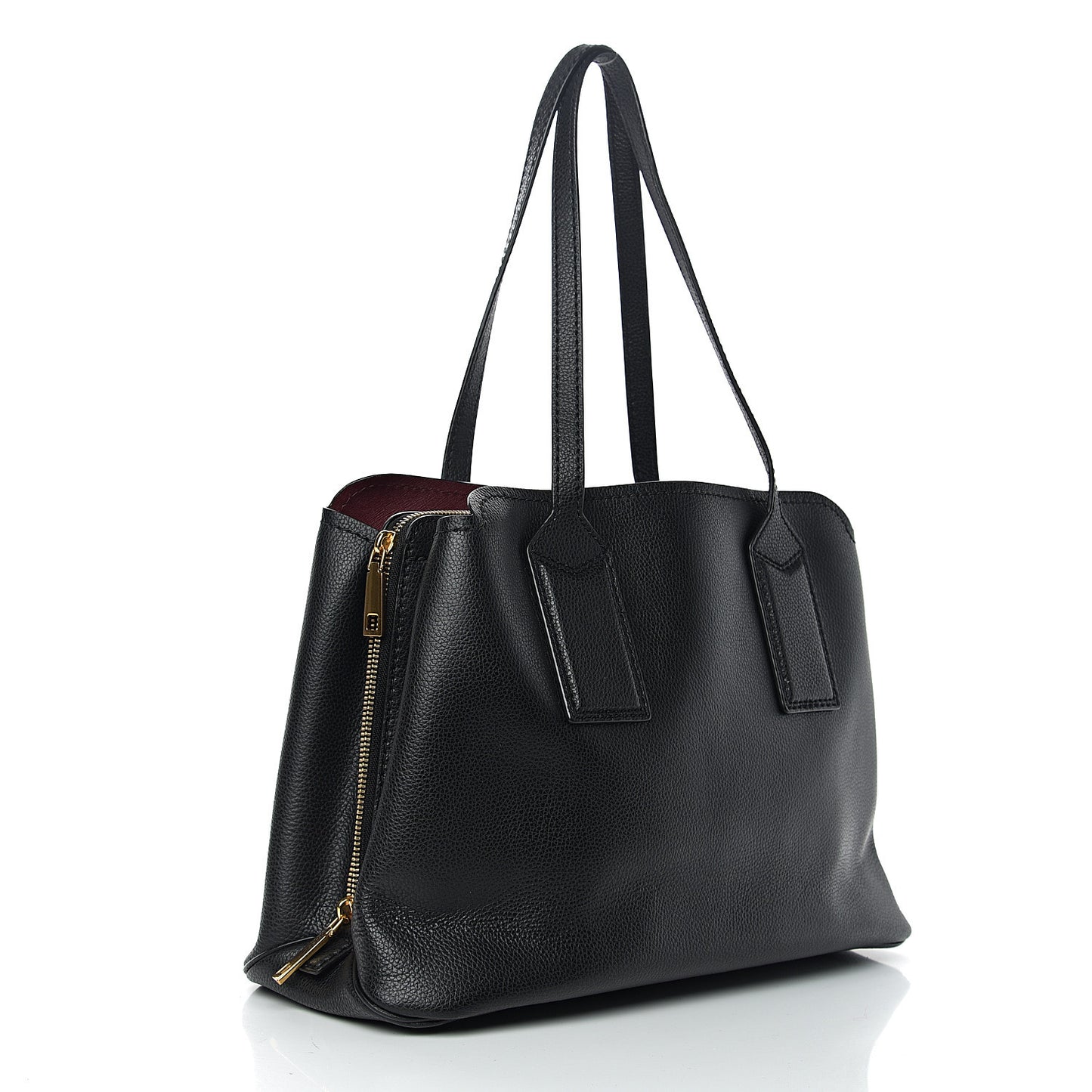 Pebbled Calfskin Editor Shopping Tote Black