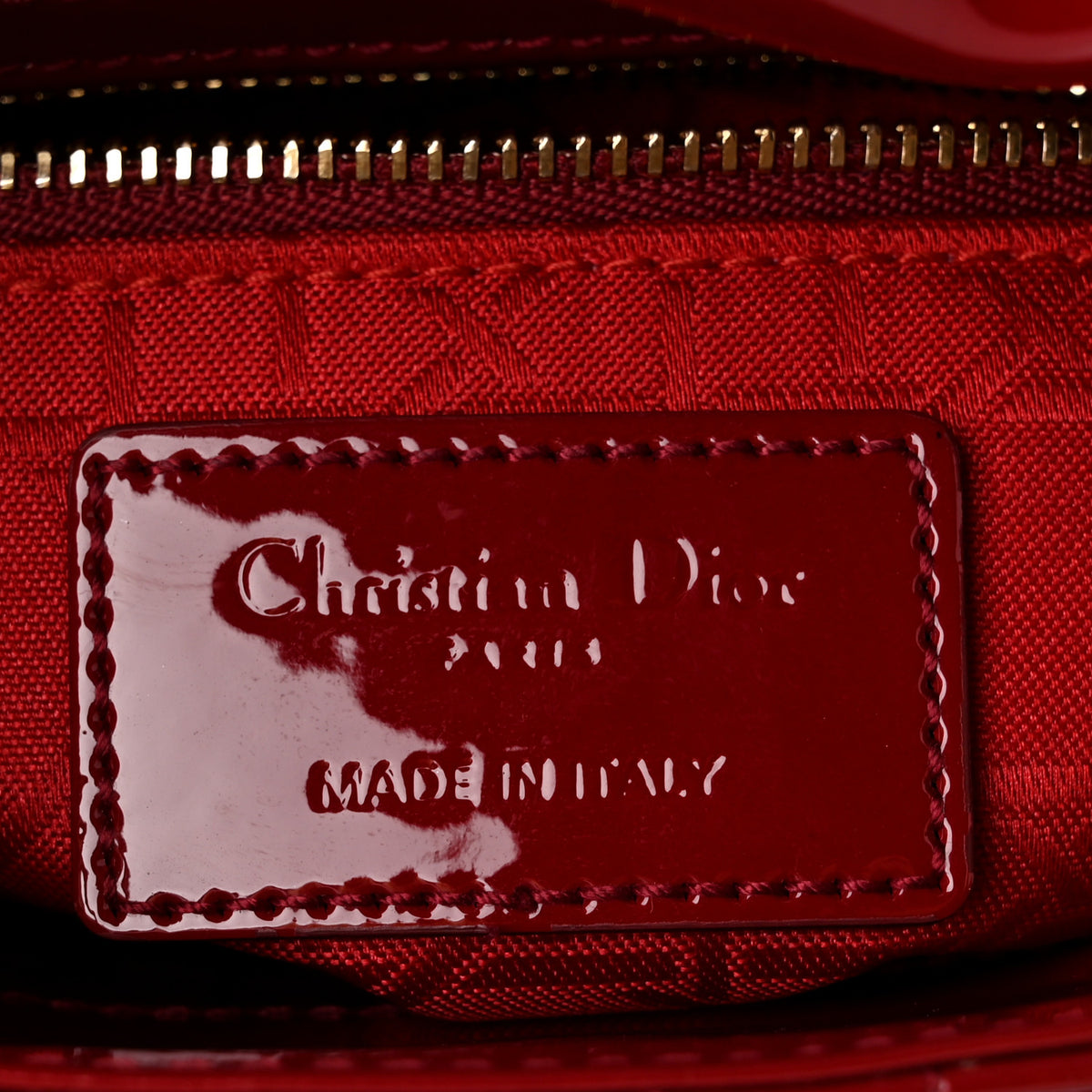 Patent Cannage Mini Lady Dior Red