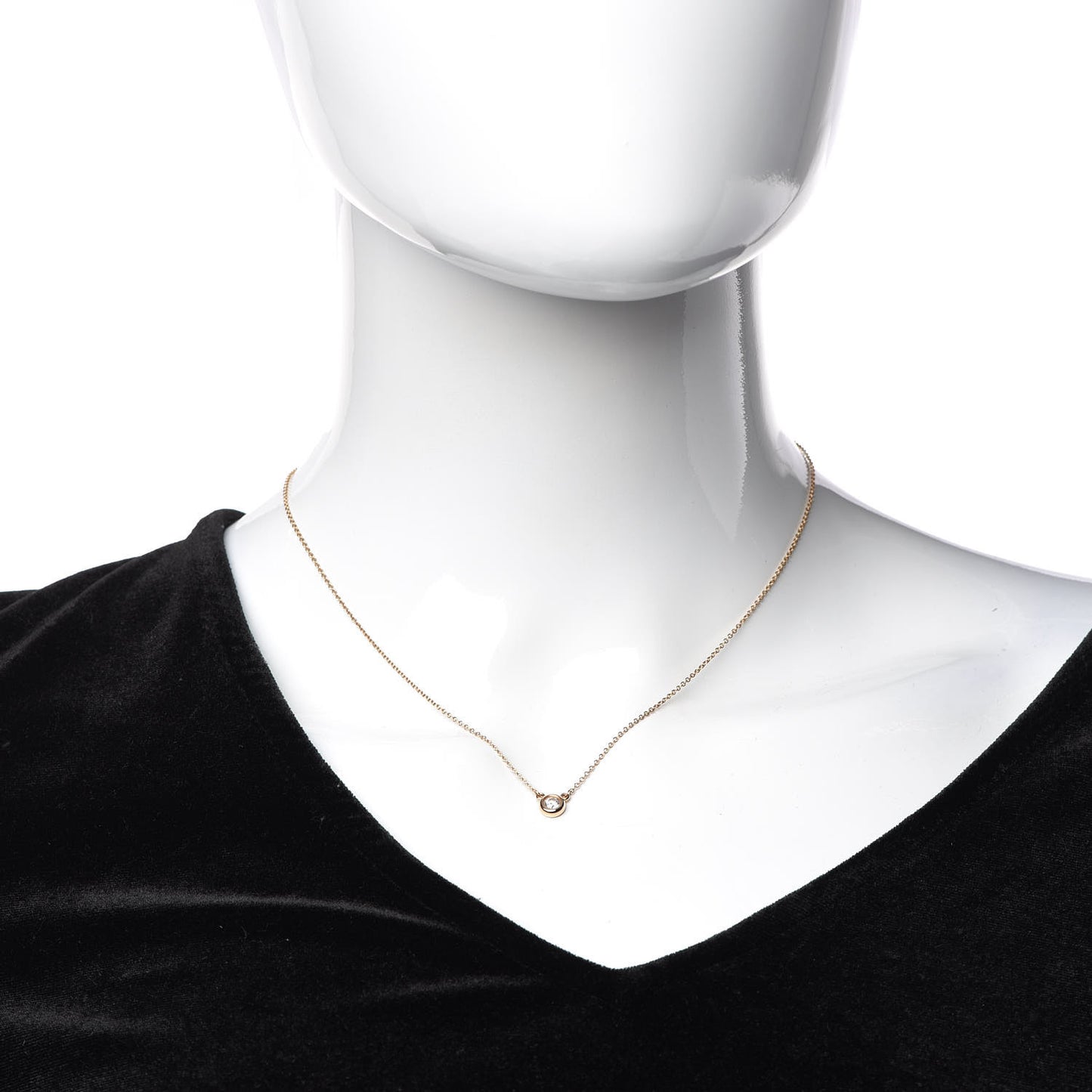 18K Rose Gold Diamond .17ct Elsa Peretti Diamonds by the Yard Pendant Necklace