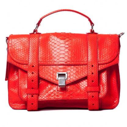 Proenza Schouler Python PS1 Medium Satchel Neon Red 1 of 9