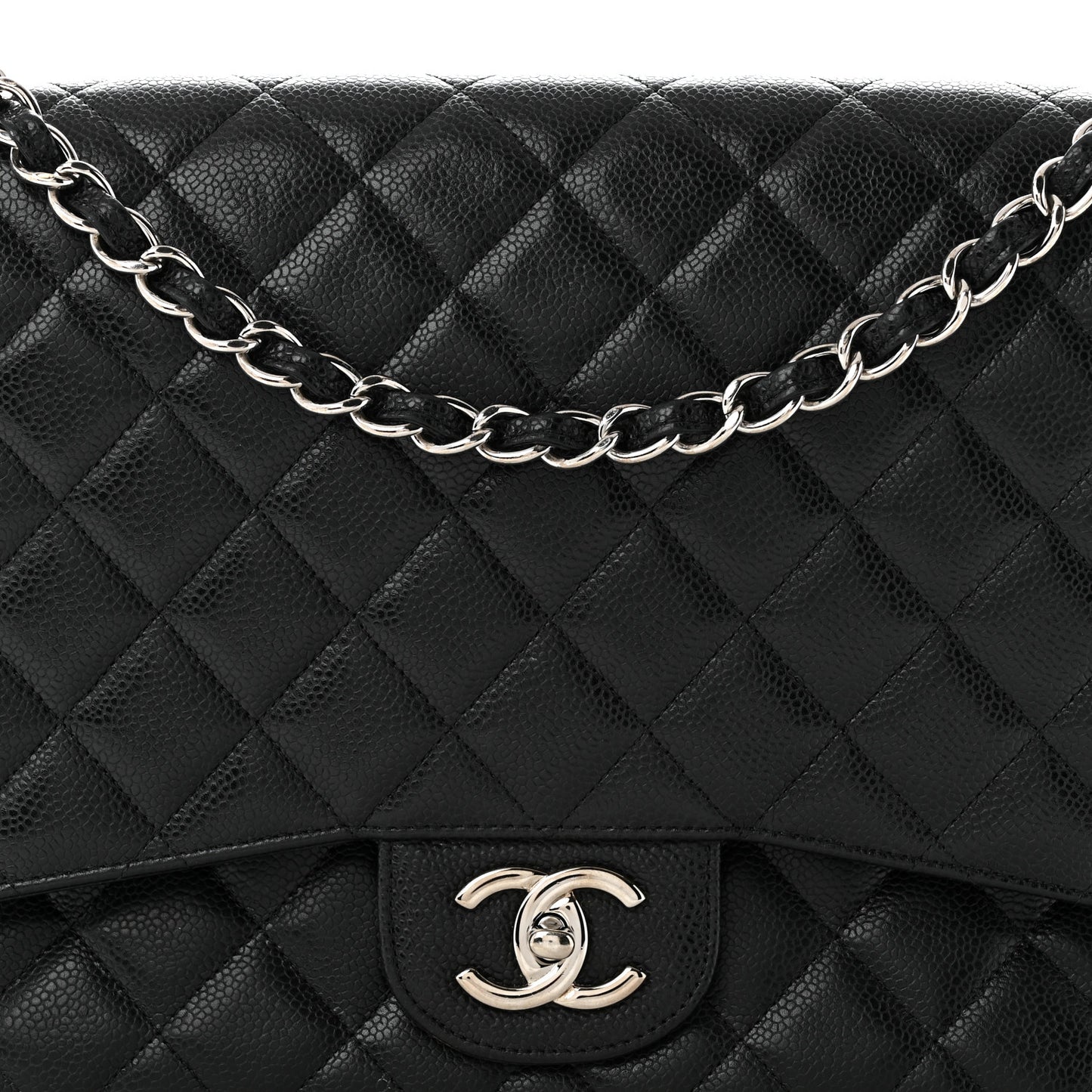 Caviar Quilted Maxi Double Flap Black