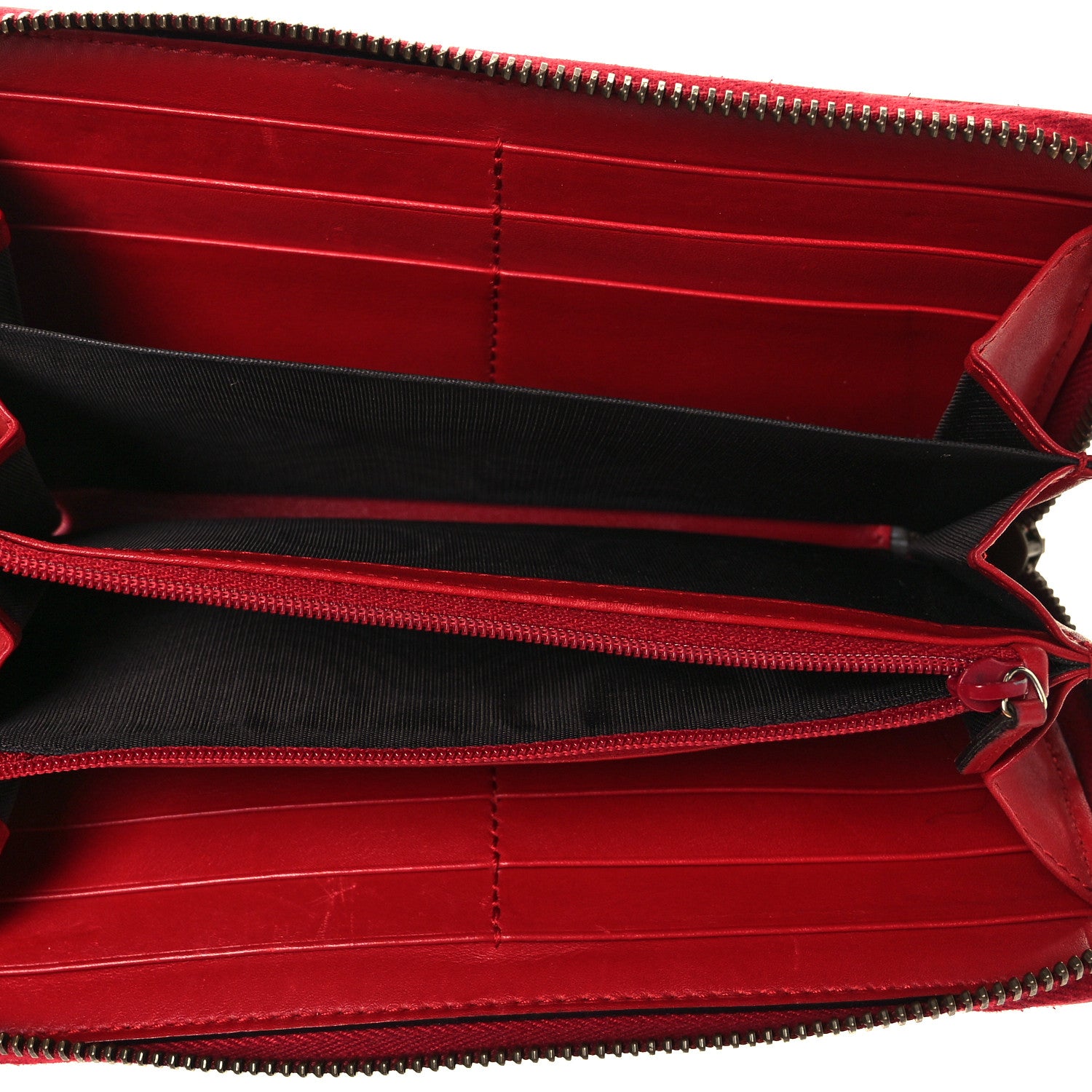 Gucci Calfskin Matelasse GG Marmont Zip Around Wallet Hibiscus Red 15 of 24