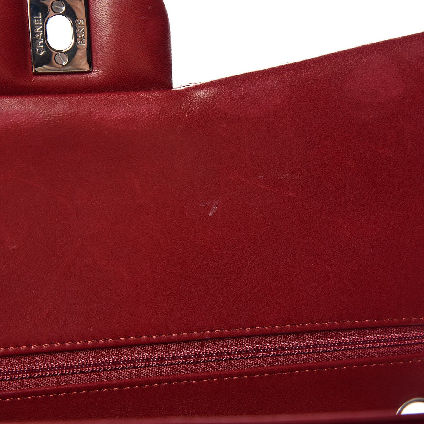 Patent Quilted Jumbo Double Flap Dark Red