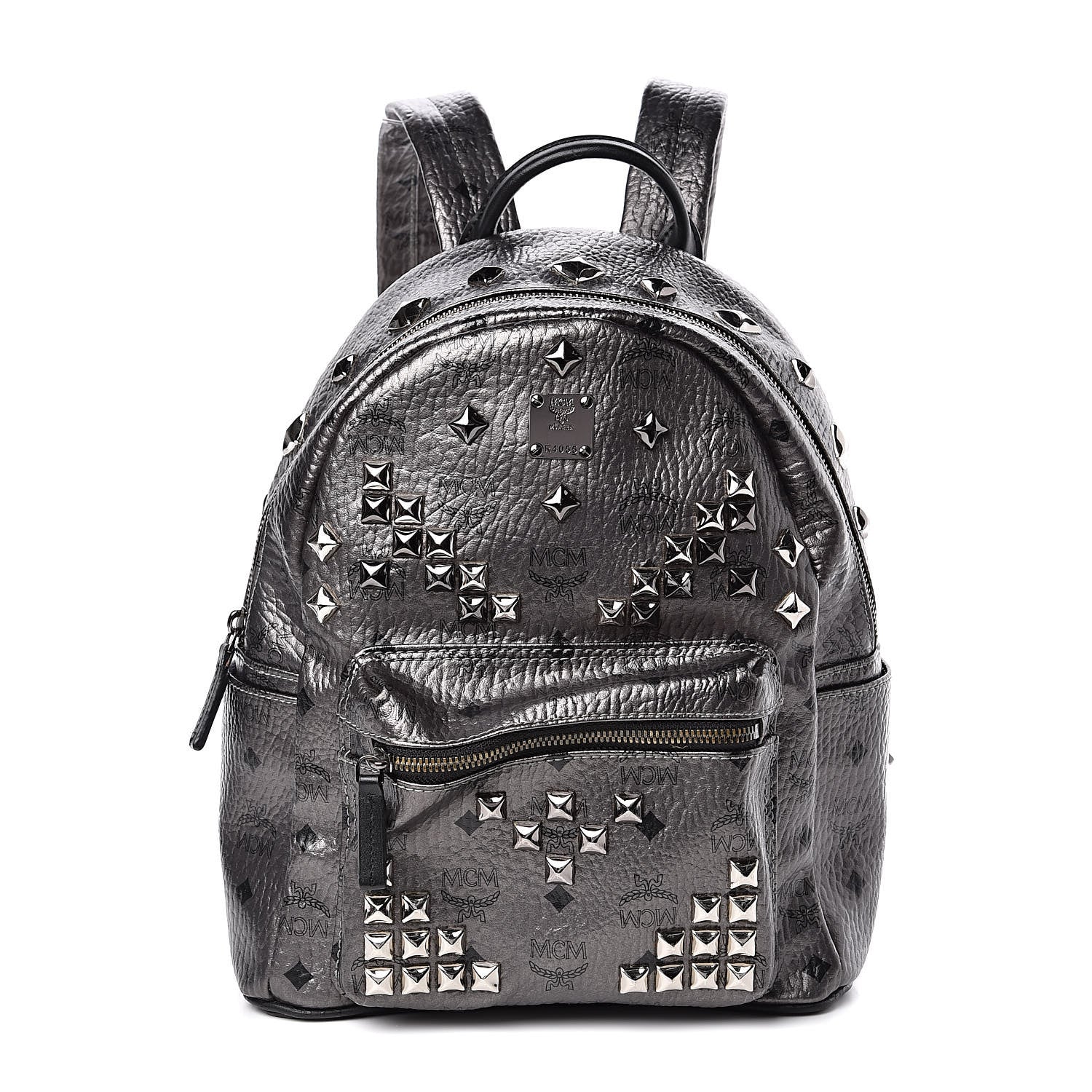 MCM Metallic Visetos Small Stark M Backpack Silver Black 1 of 10
