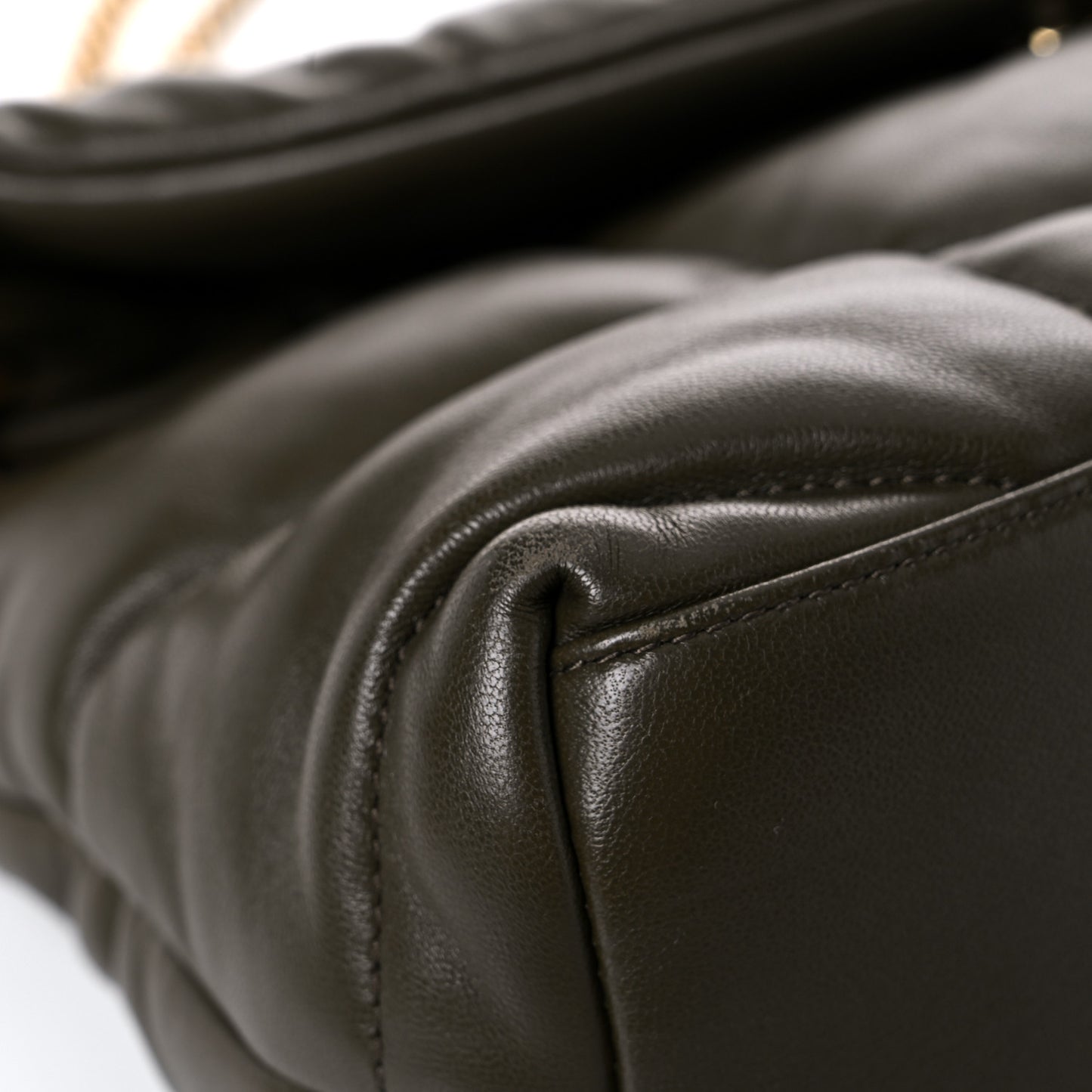 Lambskin Quilted Small Loulou Puffer Monogram Chain Satchel Seaweed