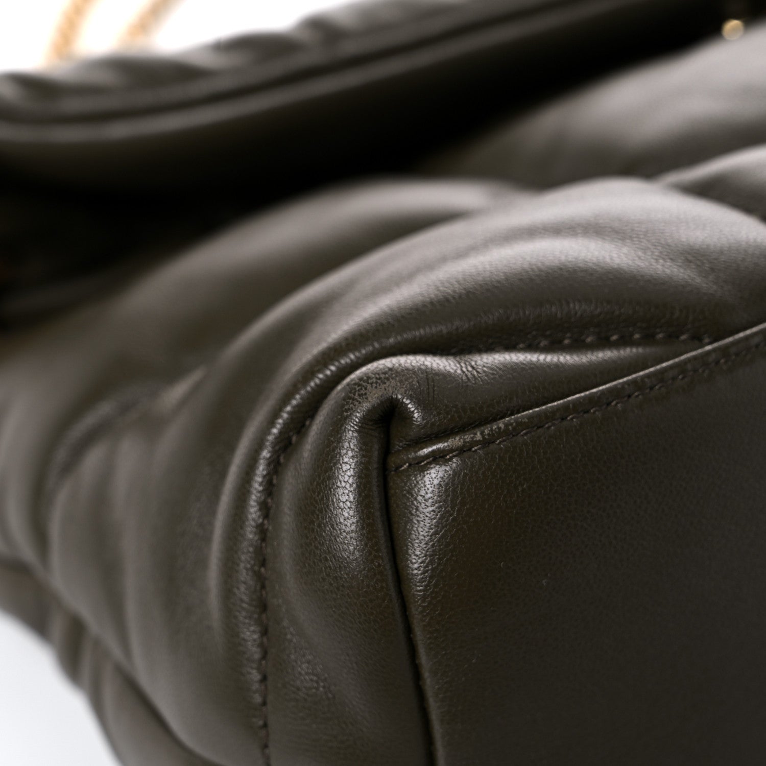 Saint Laurent Lambskin Quilted Small Loulou Puffer Monogram Chain Satchel Seaweed 9 of 14