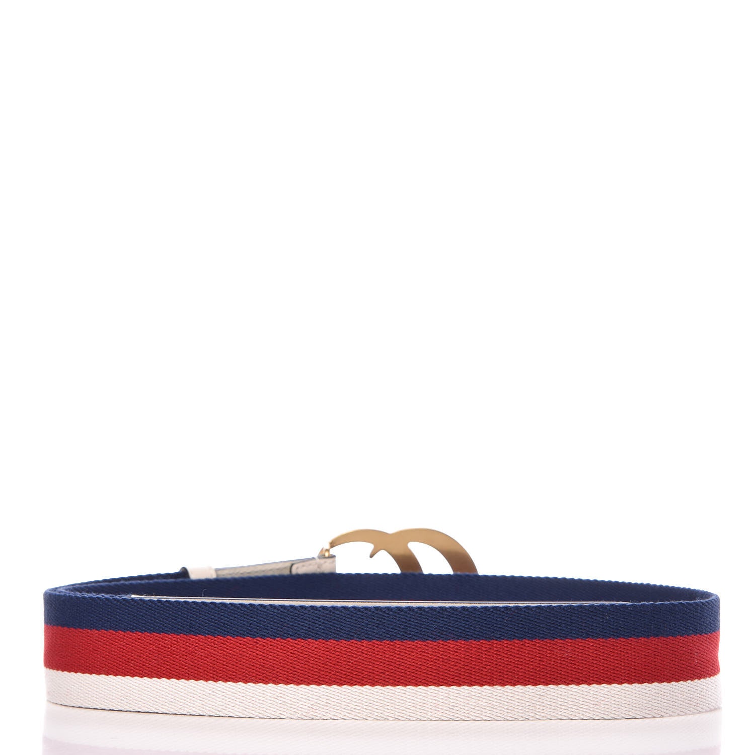 Gucci Nylon Calfskin Sylvie Web Double G 40mm Belt 95 38 Mystic White Hibiscus Red Maritime 3 of 7