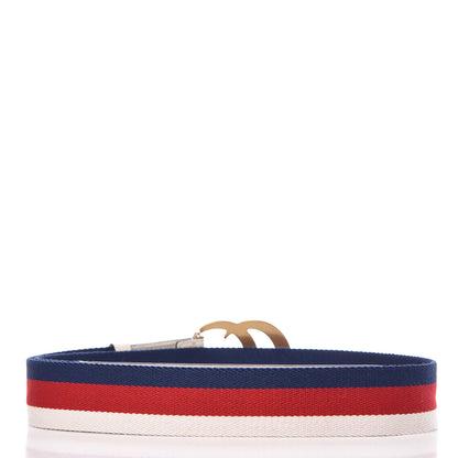 Gucci Nylon Calfskin Sylvie Web Double G 40mm Belt 95 38 Mystic White Hibiscus Red Maritime 3 of 7