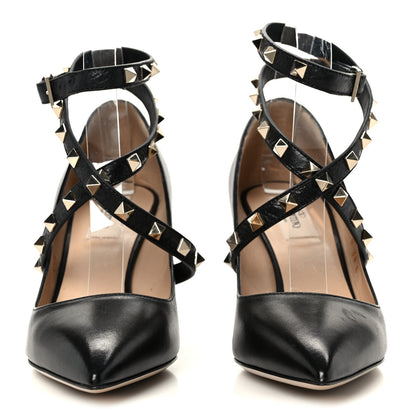 Valentino Garavani Calfskin Nappa Rockstud Ankle Strap 75mm Pumps 38.5 Black 3 of 10