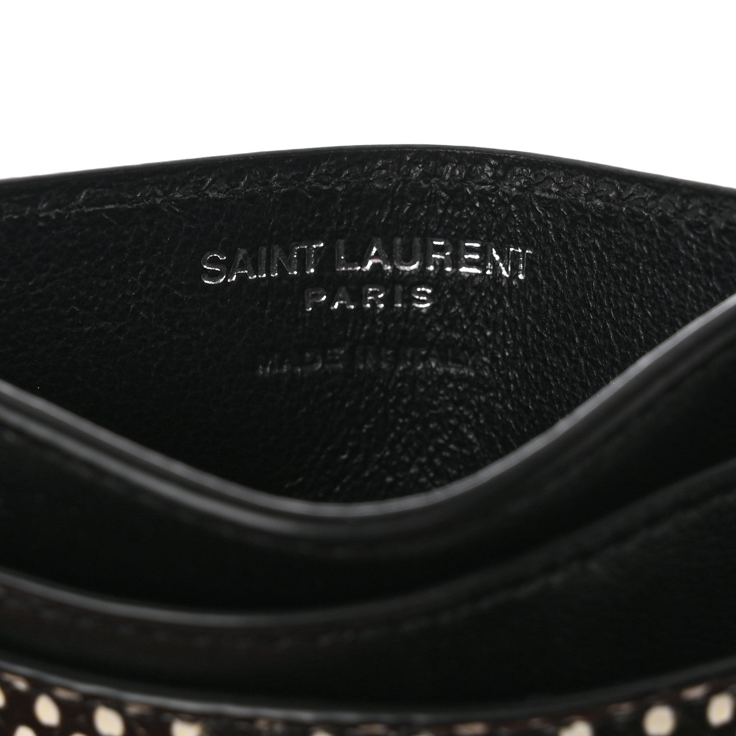 Saint Laurent Calfskin Lambskin Snakeskin Embossed Monogram Credit Card Case Black White 6 of 8