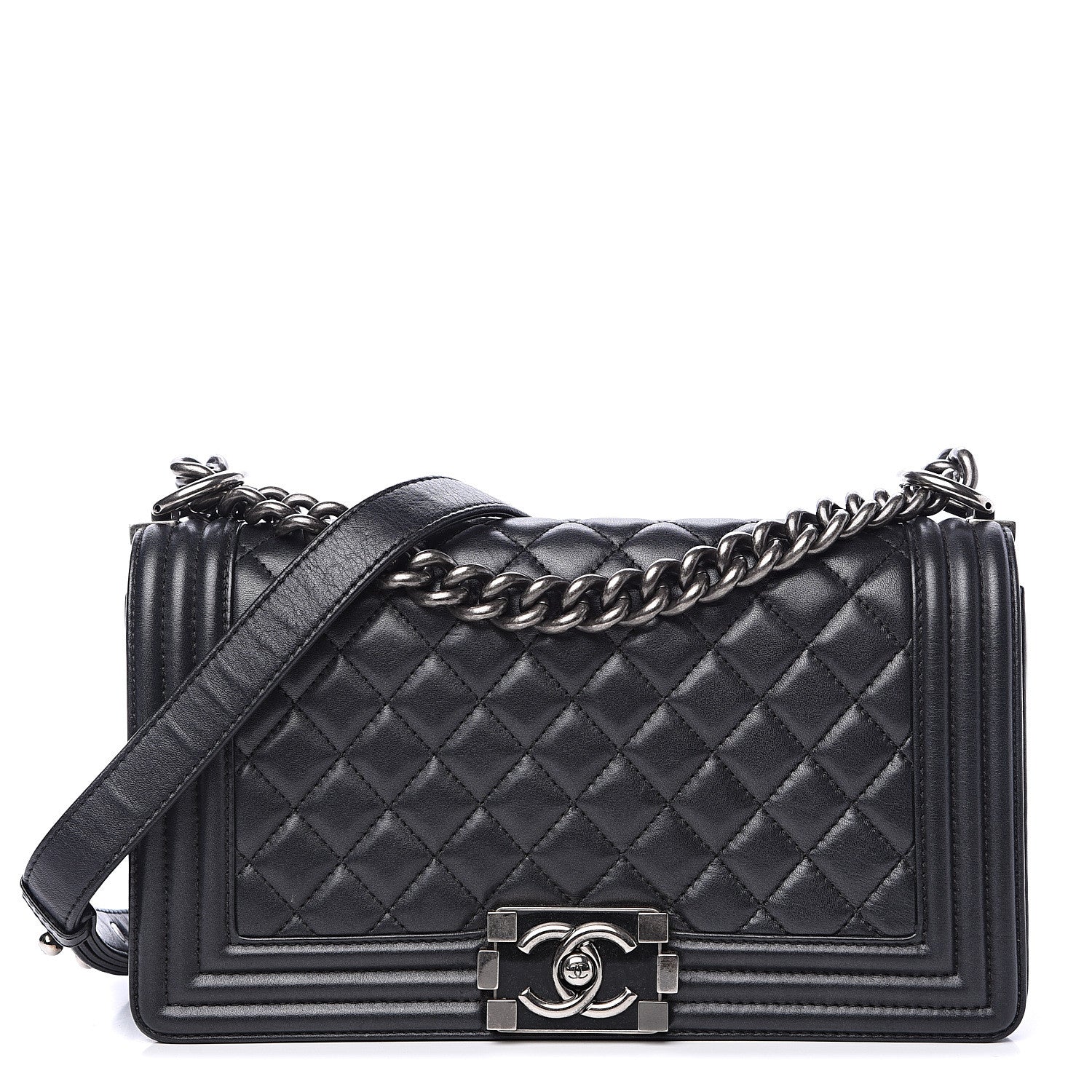 Chanel Lambskin Quilted Medium Boy Flap Black 1 of 13