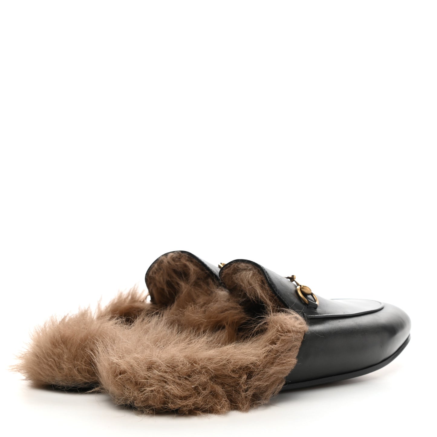 Calfskin Fur Womens Princetown Slippers 40 Black