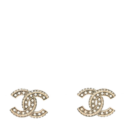 Chanel Crystal Timeless CC Earrings Light Gold 1 of 4