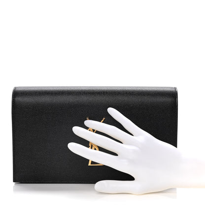 Saint Laurent Grain De Poudre Classic Monogram Kate Clutch Black 2 of 12