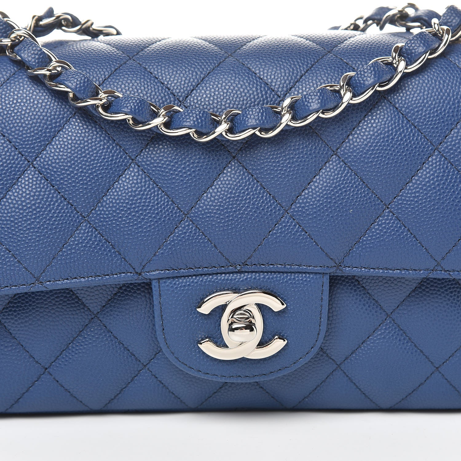 Chanel Caviar Quilted Mini Rectangular Flap Blue 8 of 11
