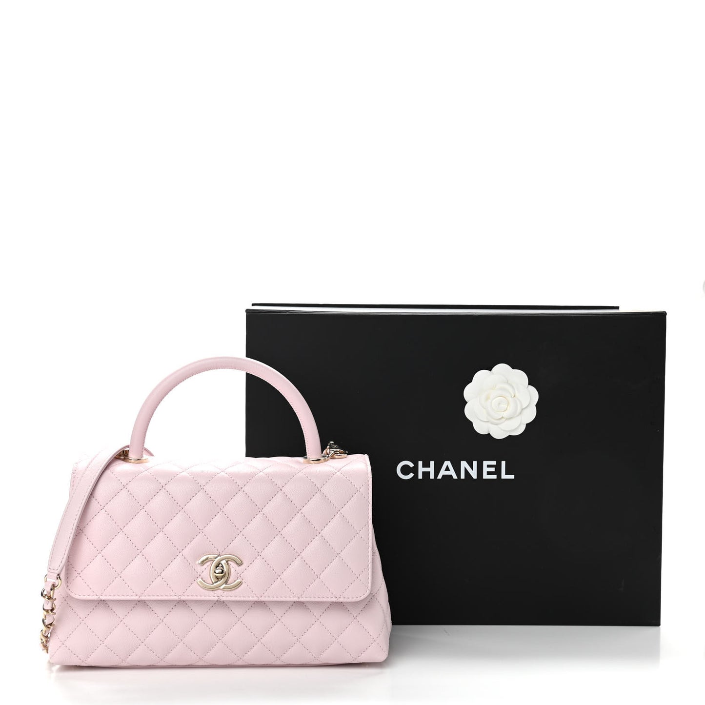 Caviar Quilted Small Coco Handle Flap Light Pink