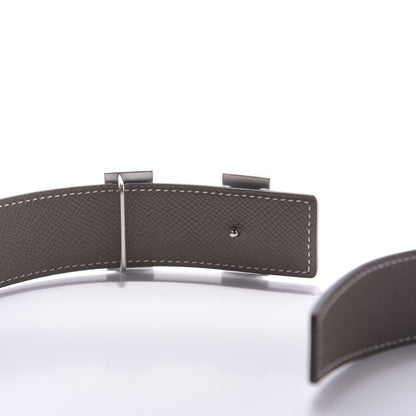 Hermes Swift Epsom 32mm Martelee H Belt 90 Black Etoupe 5 of 9