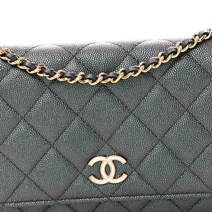 Chanel Iridescent Caviar Quilted Wallet On Chain WOC Green 7 of 10