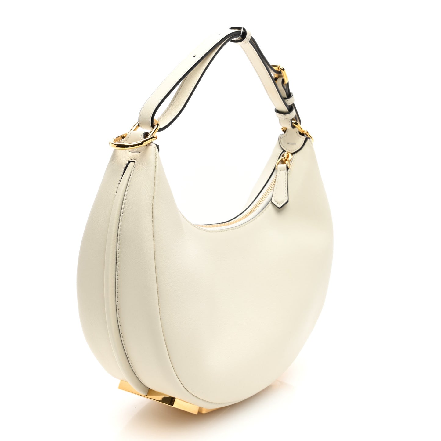 Vitello Grace Matte Small Fendigraphy Hobo Bag White Ice