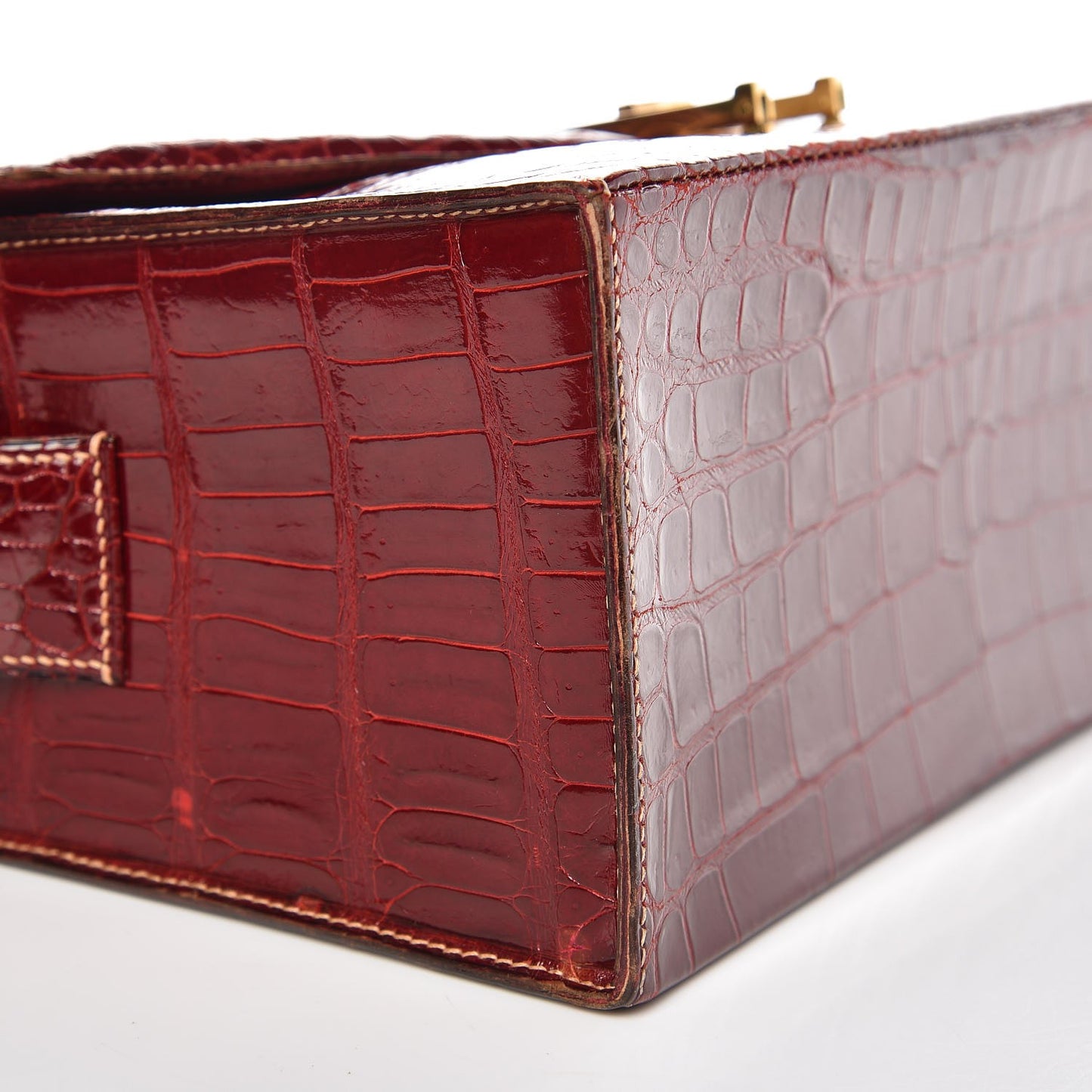 Shiny Porosus Crocodile Handbag Rouge H