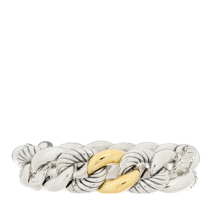David Yurman Sterling Silver 18K Yellow Gold 18mm Curb Chain Bracelet 1 of 3